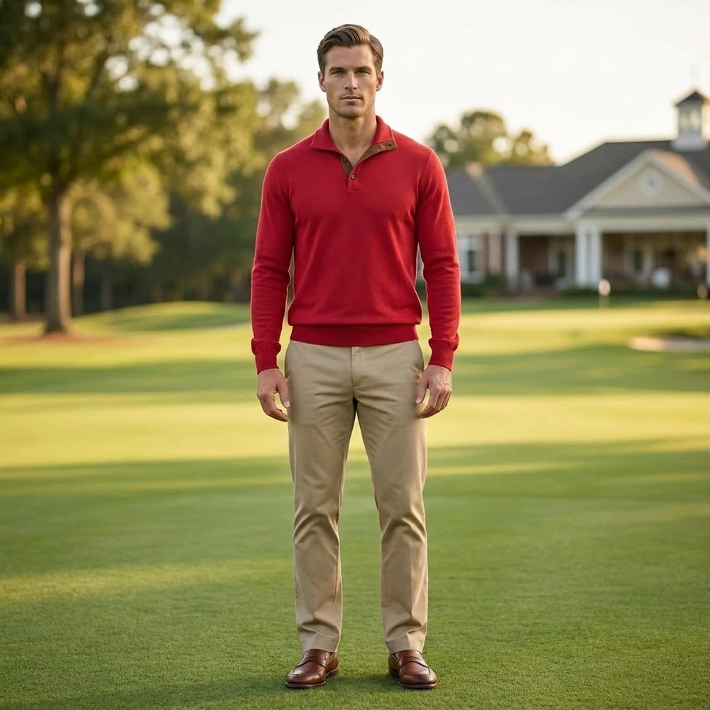 Polo Golf Ralph Lauren Merino Wool Pullover Men's XL Red‎ Golf Sweater Preppy